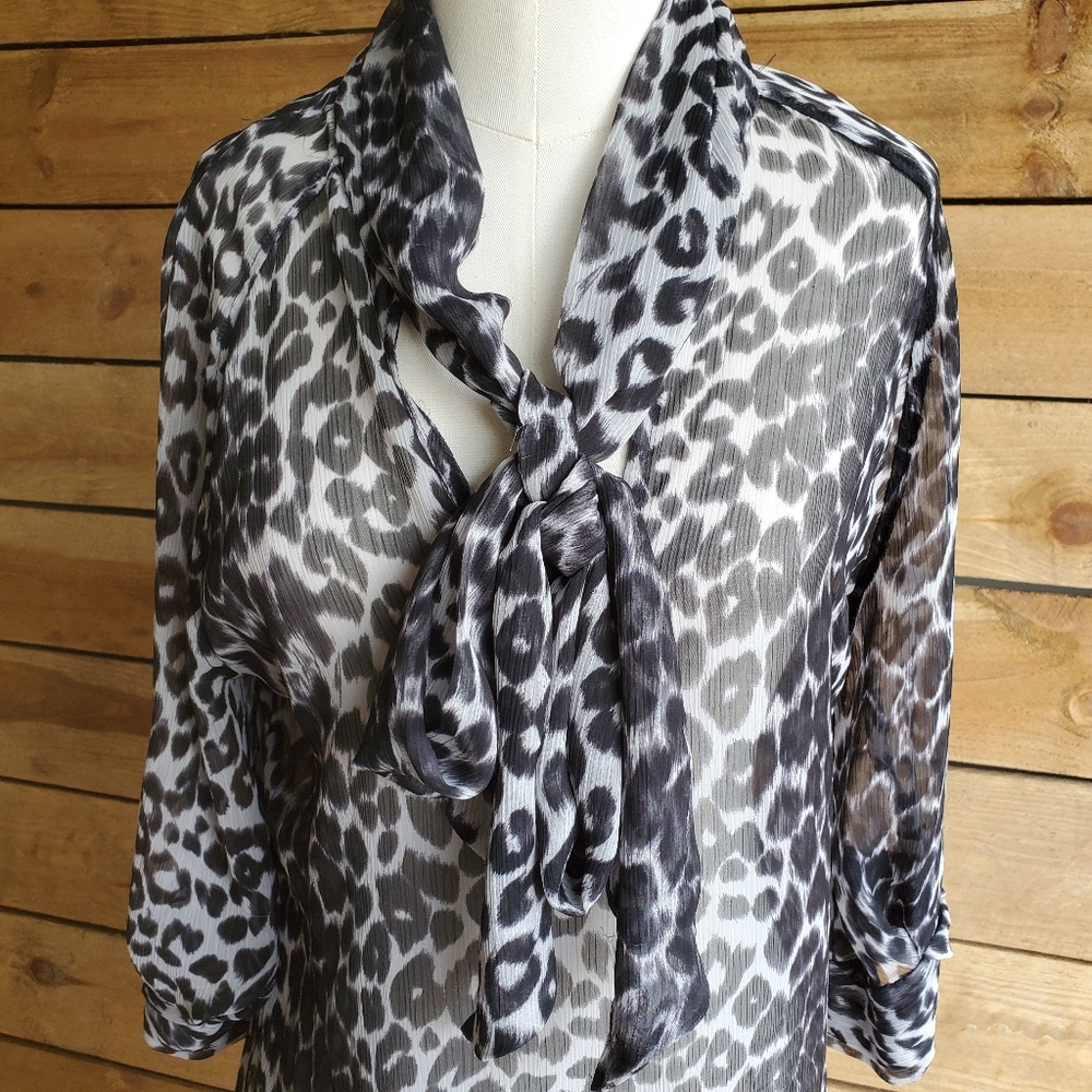 🤏 New York & Co sheer leopard top - Picture 2 of 7